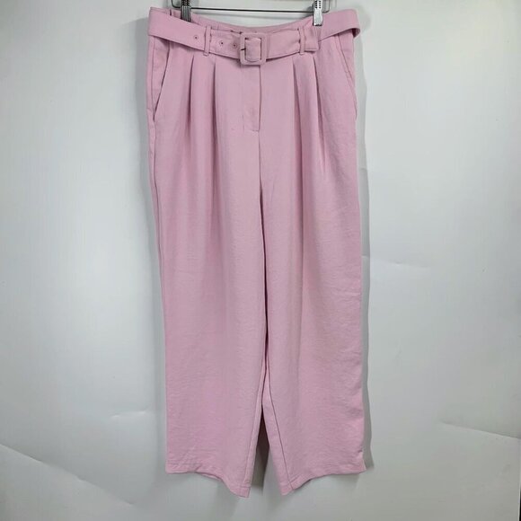 ASTR The Label Women's Pleated WIde Leg Belted Cropped Pants‎ SIze L - Picture 1 of 13